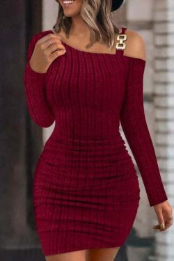 Y2K Aesthetic Off-Shoulder Tight Dress - Coquette Grunge & Pastel Goth Style