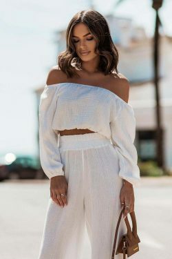 Y2K Aesthetic Off-Shoulder Top & Straight Pants Suit for Women - Coquette & Grunge Style Fashion