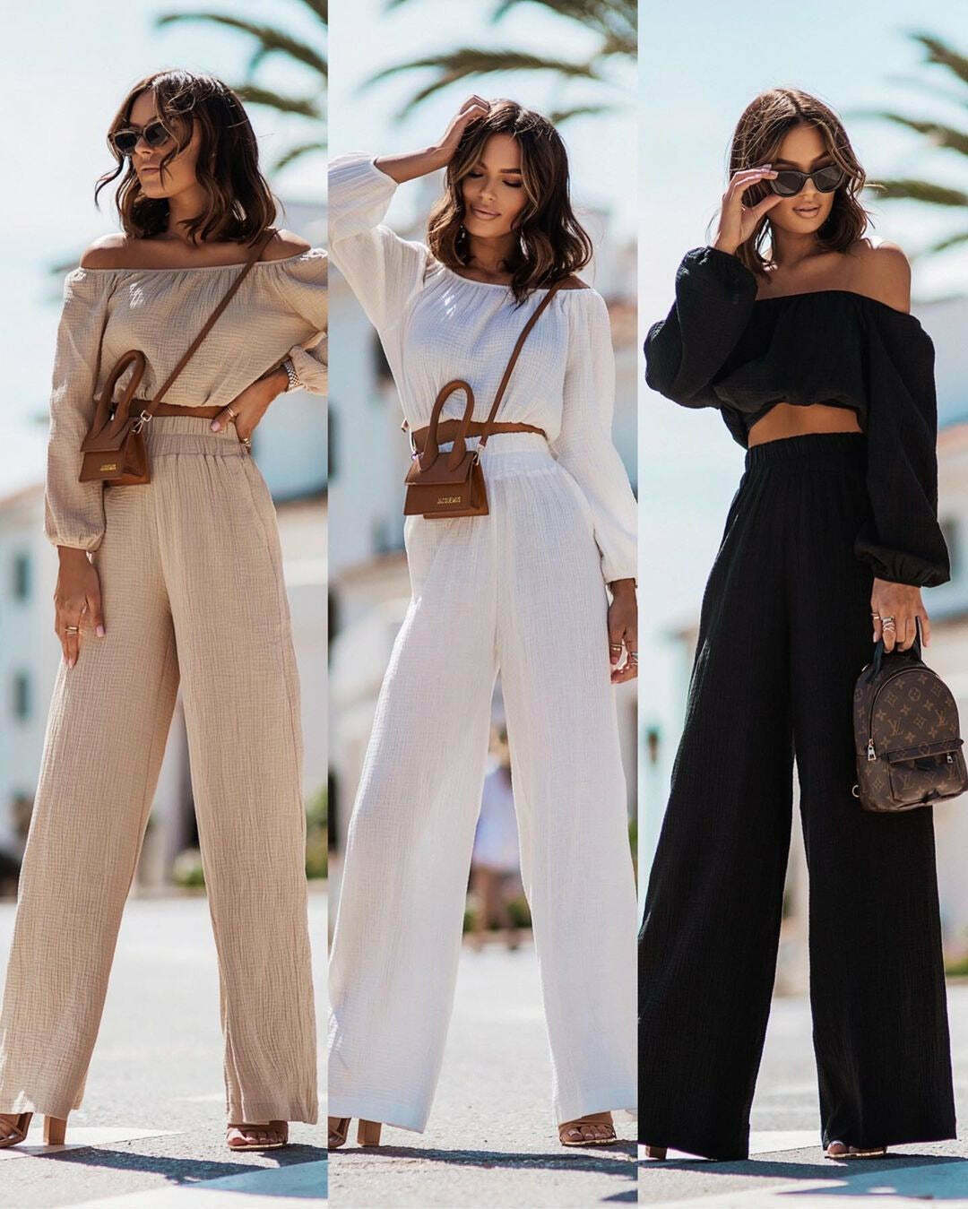 Y2K Aesthetic Off-Shoulder Top & Straight Pants Suit for Women - Coquette & Grunge Style Fashion