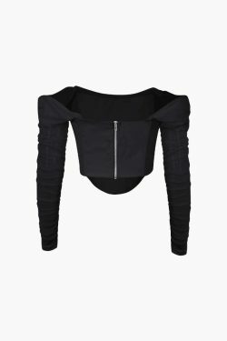 Y2K Aesthetic Off-The-Shoulder Corset Top - Coquette Grunge Elegance