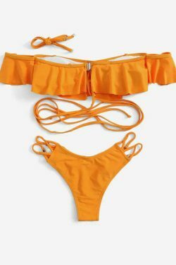 Y2K Aesthetic Off Shoulder Bikini Set for Women - Coquette Style Grunge Fashion with a Sexy Twist