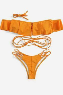 Y2K Aesthetic Off Shoulder Bikini Set for Women - Coquette Style Grunge Fashion with a Sexy Twist