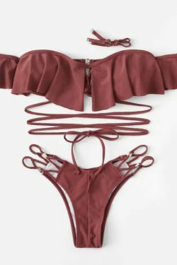 Y2K Aesthetic Off Shoulder Bikini Set for Women - Coquette Style Grunge Fashion with a Sexy Twist