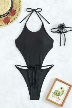 Y2K Aesthetic One-Piece Swimsuit with 3D Bow-Tie Detail for Niche Women's Fashion