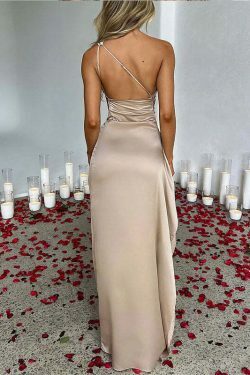 Y2K Aesthetic One-Shoulder Backless Maxi Dress for Women - Coquette Style Grunge Fashion