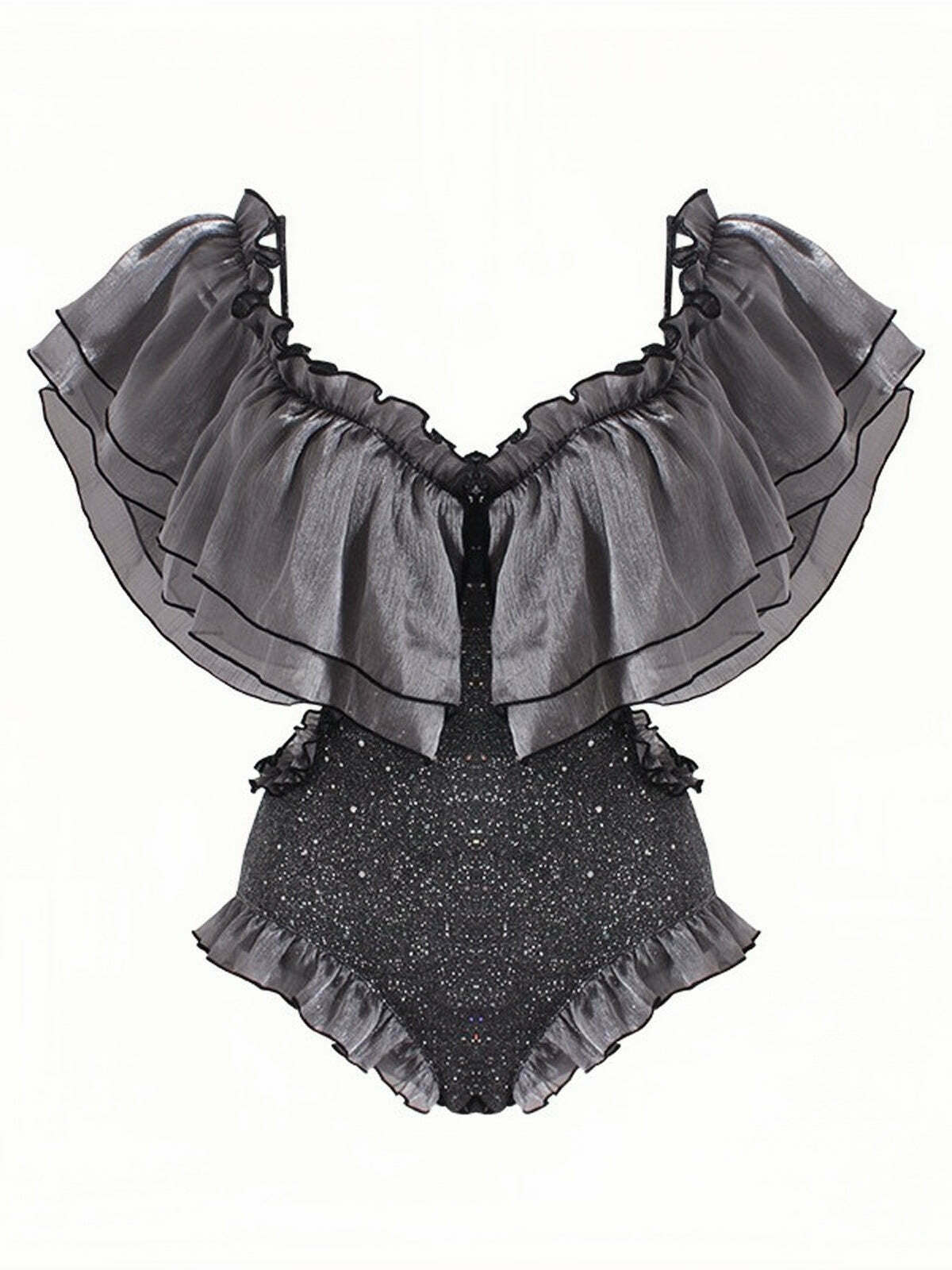 Y2K Aesthetic One-Shoulder Ruffles Bikini for Women Y2K Aesthetic One-Shoulder Ruffles Bikini for Women