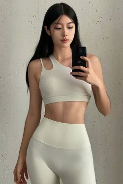 Y2K Aesthetic One-Shoulder Sports Bra - Coquette Grunge Fashion & Pastel Goth Vibes