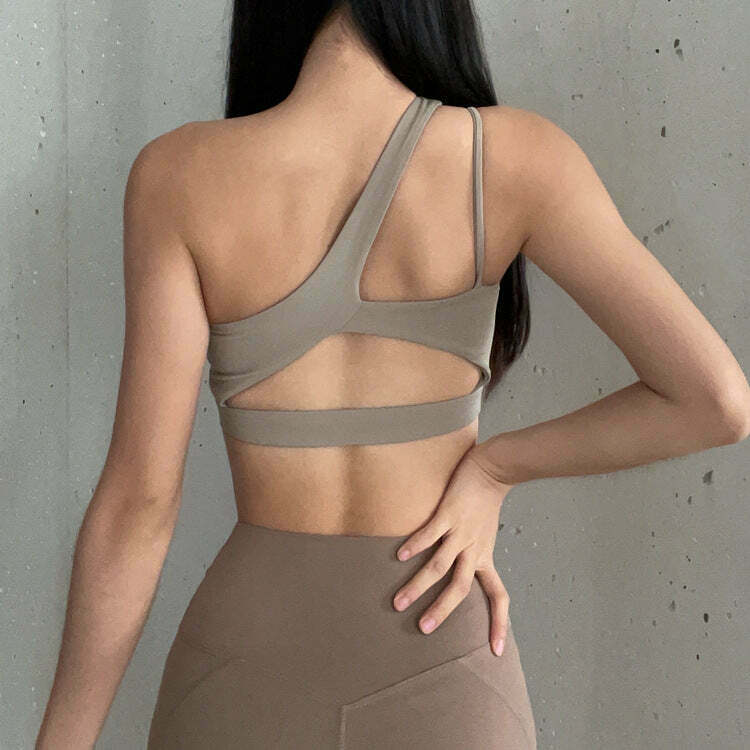 Y2K Aesthetic One-Shoulder Sports Bra - Coquette Grunge Fashion & Pastel Goth Vibes Y2K Aesthetic One-Shoulder Sports Bra - Coquette Grunge Fashion & Pastel Goth Vibes