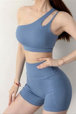 Y2K Aesthetic One-Shoulder Sports Bra - Coquette Grunge Fashion & Pastel Goth Vibes