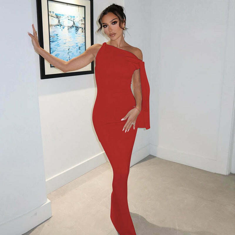 Y2K Aesthetic One-Shoulder Streamer Dress - Coquette Grunge Pastel Goth Y2K Aesthetic One-Shoulder Streamer Dress - Coquette Grunge Pastel Goth