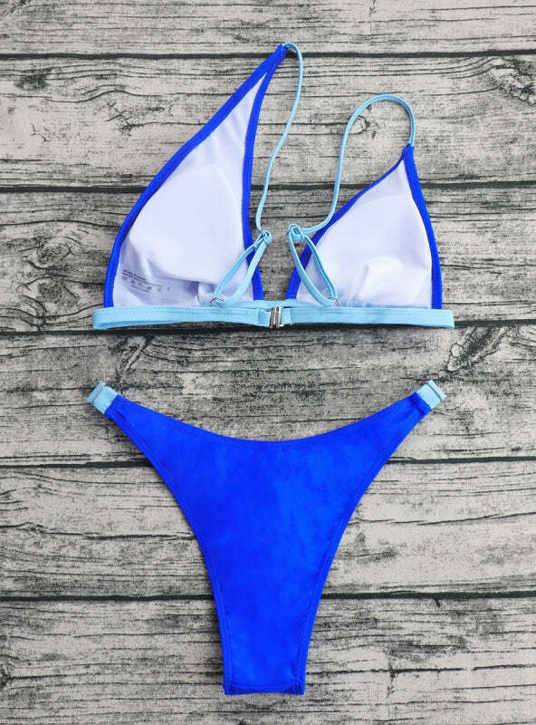 Y2K Aesthetic One-Shoulder Swimsuit in Solid Color