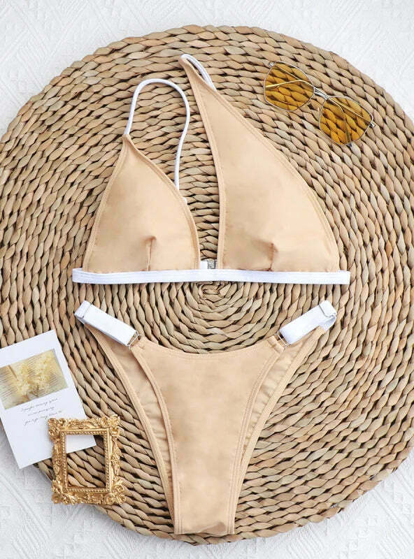 Y2K Aesthetic One-Shoulder Swimsuit in Solid Color