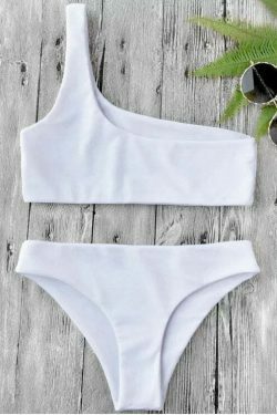 Y2K Aesthetic One Shoulder Bikini Set for Niche Women Fashion