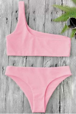 Y2K Aesthetic One Shoulder Bikini Set for Niche Women Fashion