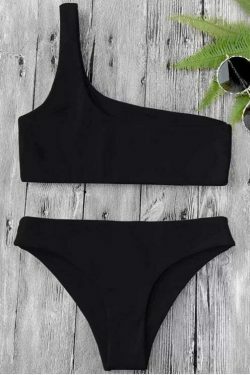 Y2K Aesthetic One Shoulder Bikini Set for Niche Women Fashion