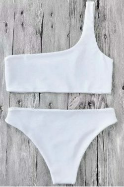 Y2K Aesthetic One Shoulder Bikini Set for Niche Women Fashion
