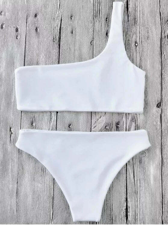 Y2K Aesthetic One Shoulder Bikini Set for Niche Women Fashion Y2K Aesthetic One Shoulder Bikini Set for Niche Women Fashion