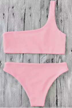 Y2K Aesthetic One Shoulder Bikini Set for Niche Women Fashion