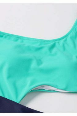 Y2K Aesthetic One Shoulder Cutout Swimsuit in Colorblock Style