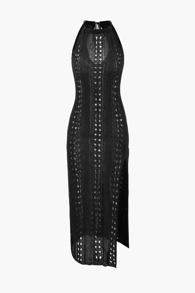 Y2K Aesthetic Openwork Knit Sleeveless Cover Up Dress Y2K Aesthetic Openwork Knit Sleeveless Cover Up Dress