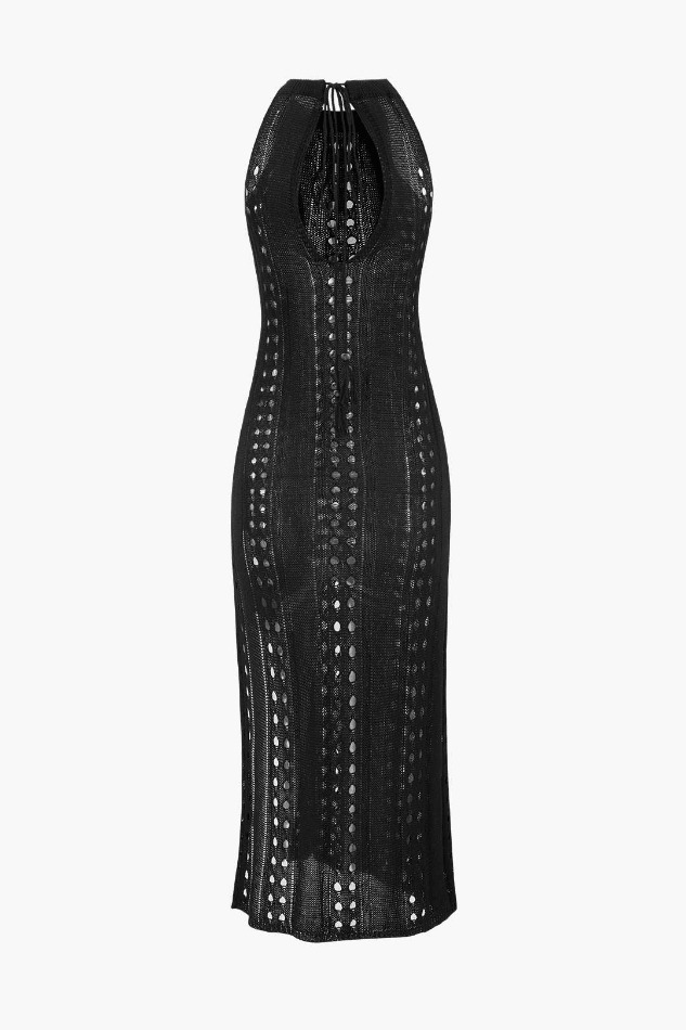 Y2K Aesthetic Openwork Knit Sleeveless Cover Up Dress Y2K Aesthetic Openwork Knit Sleeveless Cover Up Dress