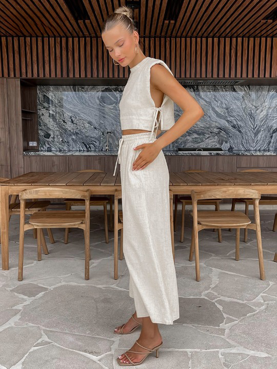 Y2K Aesthetic Out And About Linen Set for Women - Coquette Style Vacation Fashion Y2K Aesthetic Out And About Linen Set for Women - Coquette Style Vacation Fashion
