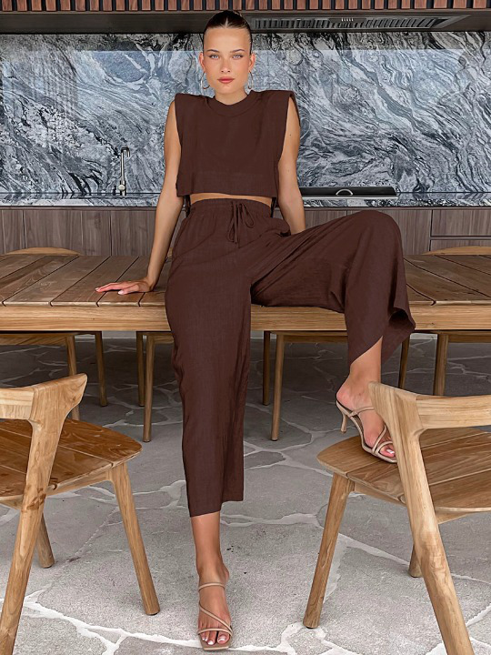 Y2K Aesthetic Out And About Linen Set for Women - Coquette Style Vacation Fashion Y2K Aesthetic Out And About Linen Set for Women - Coquette Style Vacation Fashion