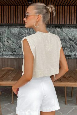 Y2K Aesthetic Out And About Linen Set for Women - Coquette Style Vacation Fashion