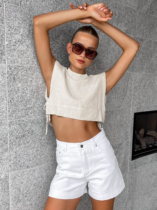 Y2K Aesthetic Out And About Linen Set for Women - Coquette Style Vacation Fashion Y2K Aesthetic Out And About Linen Set for Women - Coquette Style Vacation Fashion