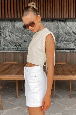 Y2K Aesthetic Out And About Linen Set for Women - Coquette Style Vacation Fashion