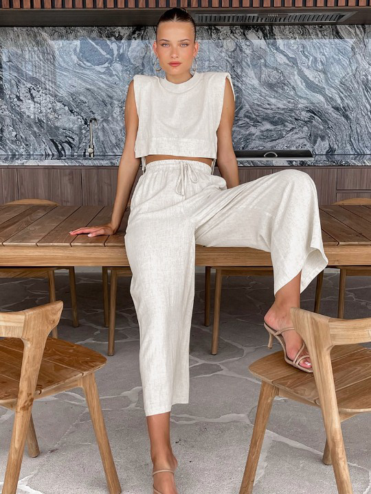 Y2K Aesthetic Out And About Linen Set for Women - Coquette Style Vacation Fashion Y2K Aesthetic Out And About Linen Set for Women - Coquette Style Vacation Fashion
