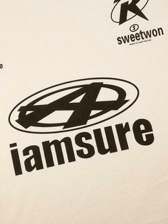 Y2K Aesthetic Oversized Long Sleeve Tee with Contrast Color Letter Print