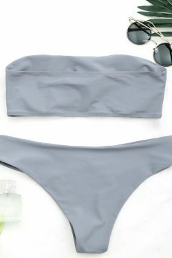 Y2K Aesthetic Padded Bandeau Bikini Set - Coquette Grunge Fashion with Cute Tops & Cargo Skirt