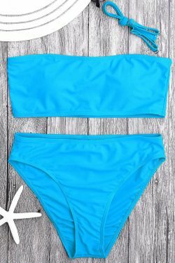 Y2K Aesthetic Padded Bandeau Bikini Set with High Cut - Coquette Style Swimsuit