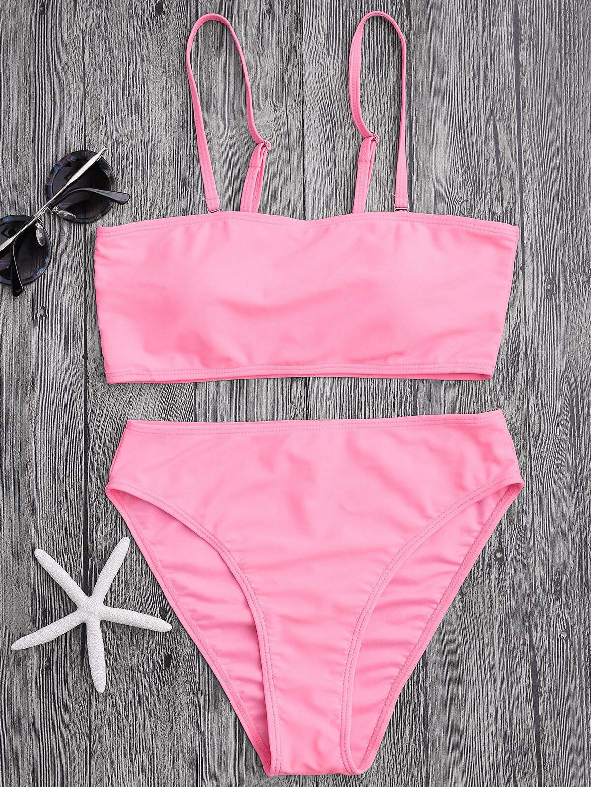 Y2K Aesthetic Padded Bandeau Bikini Set with High Cut - Coquette Style Swimsuit Y2K Aesthetic Padded Bandeau Bikini Set with High Cut - Coquette Style Swimsuit