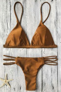 Y2K Aesthetic Padded Bikini Top with Braided String Bottoms - Coquette Style for Women's Fashion