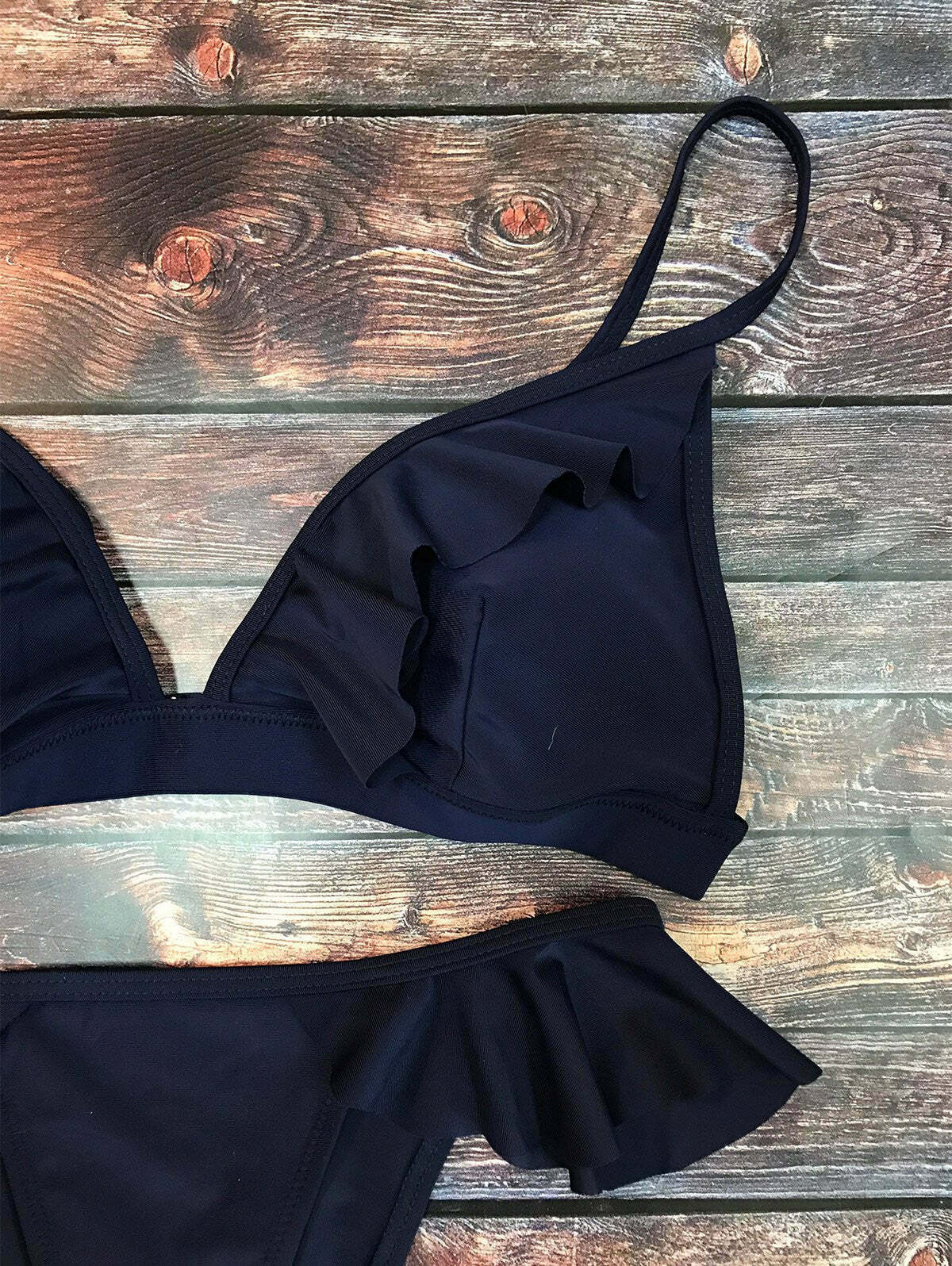 Y2K Aesthetic Padded Frilly String Bikini for Niche Women Fashion