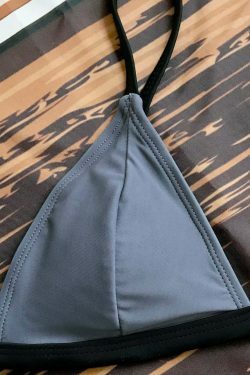 Y2K Aesthetic Padded Plunge V String Bikini for Women - Coquette Style Grunge Fashion & Cute Tops