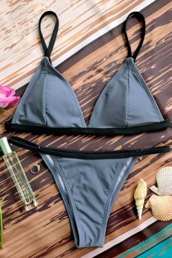 Y2K Aesthetic Padded Plunge V String Bikini for Women - Coquette Style Grunge Fashion & Cute Tops