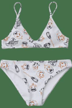 Y2K Aesthetic Padded Pumpkin Bikini Set for Women - Coquette Style Halloween Fashion