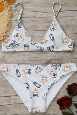 Y2K Aesthetic Padded Pumpkin Bikini Set for Women - Coquette Style Halloween Fashion