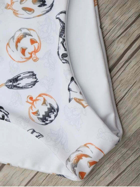 Y2K Aesthetic Padded Pumpkin Bikini Set for Women - Coquette Style Halloween Fashion