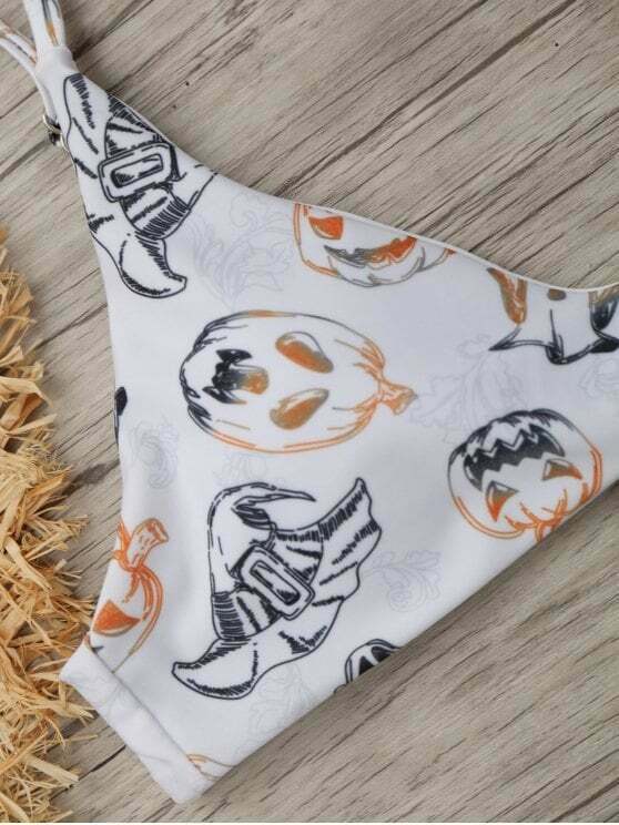 Y2K Aesthetic Padded Pumpkin Bikini Set for Women - Coquette Style Halloween Fashion