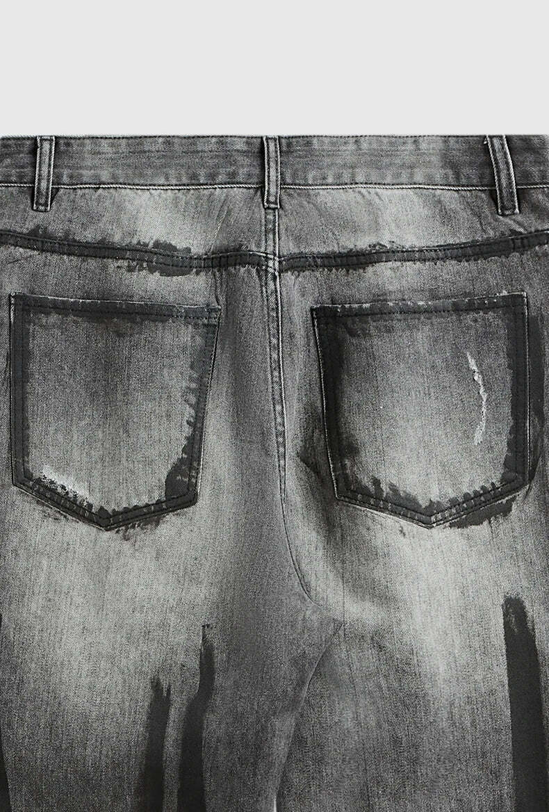 Y2K Aesthetic Paint Stripe Faded Baggy Jeans - Vintage Style Denim for Women Y2K Aesthetic Paint Stripe Faded Baggy Jeans - Vintage Style Denim for Women