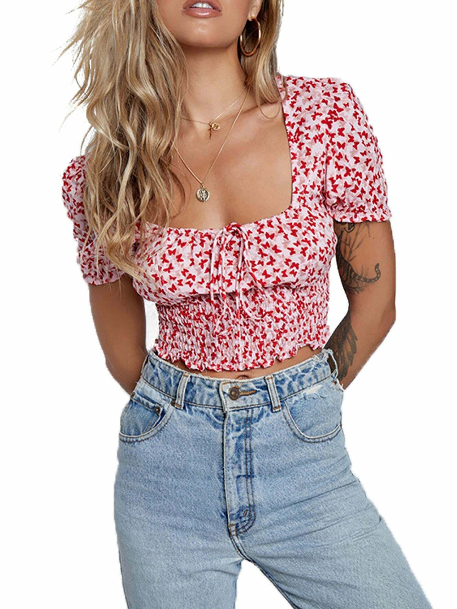 Y2K Aesthetic Pandora Ruched Tie-Up Crop Top - Coquette Style Grunge Fashion for Women Y2K Aesthetic Pandora Ruched Tie-Up Crop Top - Coquette Style Grunge Fashion for Women