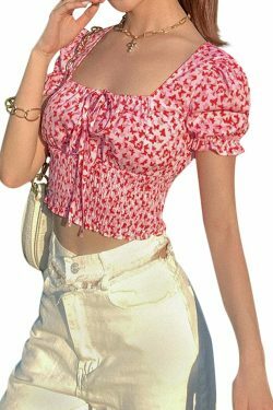 Y2K Aesthetic Pandora Ruched Tie-Up Crop Top - Coquette Style Grunge Fashion for Women