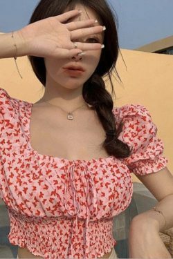 Y2K Aesthetic Pandora Ruched Tie-Up Crop Top - Coquette Style Grunge Fashion for Women