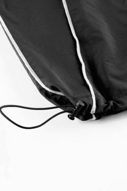 Y2K Aesthetic Parachute Cargo Pants with Piping Detail - Size Friendly Women's Fashion