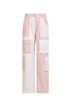 Y2K Aesthetic Patchwork Corduroy Cargo Pants for Women - Coquette Style Grunge Fashion with a Twist