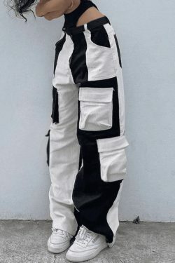 Y2K Aesthetic Patchwork Corduroy Cargo Pants for Women - Coquette Style Grunge Fashion with a Twist